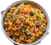 Vegetables Biryani With Yougurt