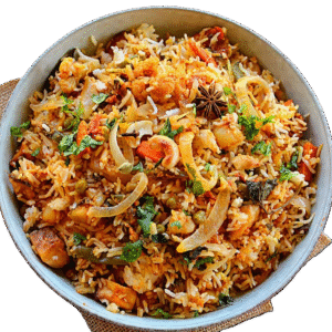 Vegetables Biryani With Yougurt